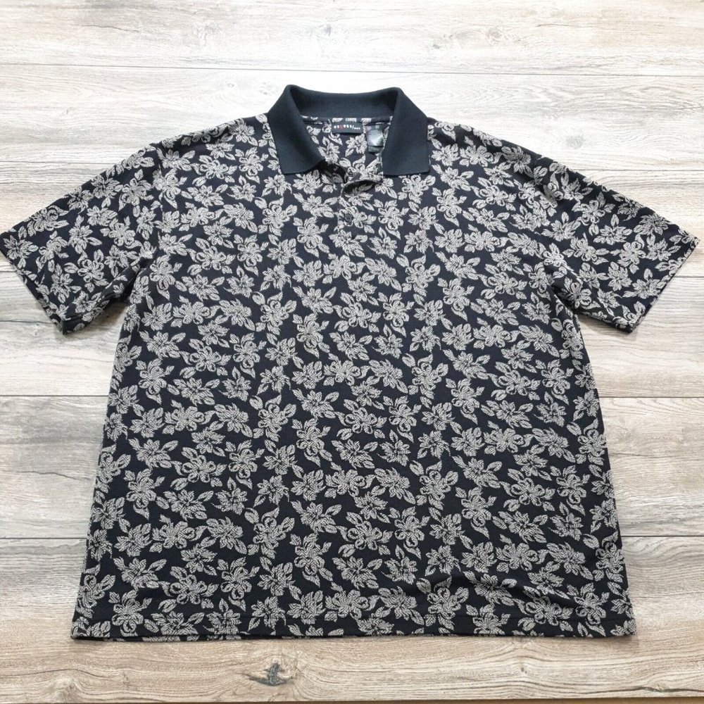 Axcess Mens 2XL Short Sleeve Polo Shirt Dress Casual Soft Floral Print Office